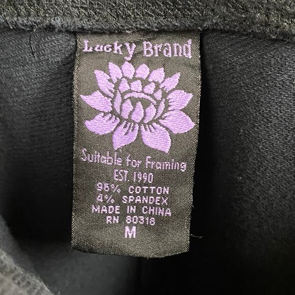 Lucky Brand Women's VTG Y2K Black Floral Embroidered Boho Sweatpants Medium - Picture 7 of 12
